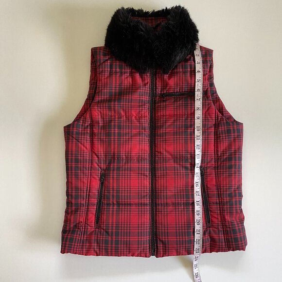 Ralph Lauren Red & Black Zip Up Plaid Puffer Vest Sz M - Picture 7 of 8